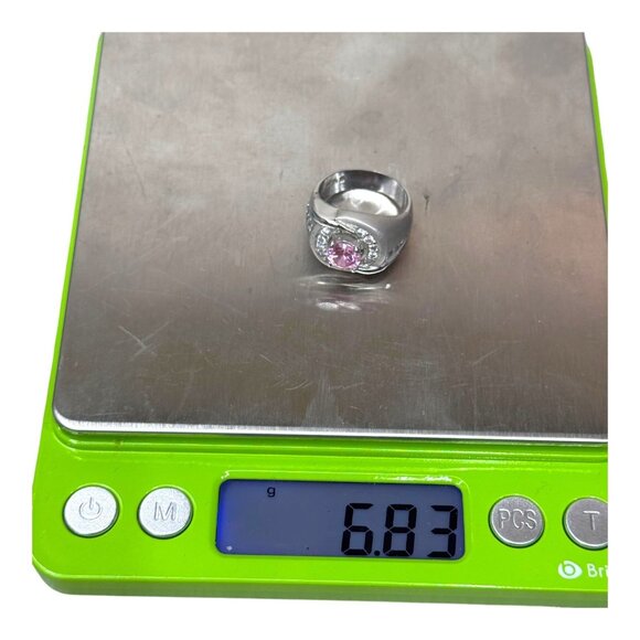 Sterling Silver Pink Tourmaline Statement Ring Unique Elegant Gemstone Size 6 - Picture 9 of 9